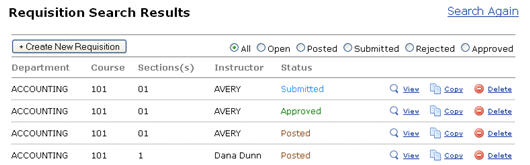 Figure 2: Requisition Search Results