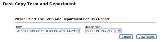 Figure 2: Desk Copy Search Options