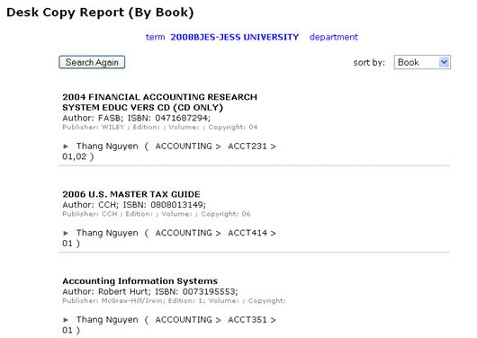 Figure 3: Desk Copy Report