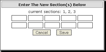 Figure 4:  Enter New Section Information