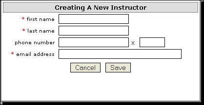 Figure 5:  Enter New Instructor Information