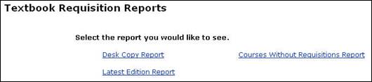 Figure 4: Courses with Requisitions Report Link