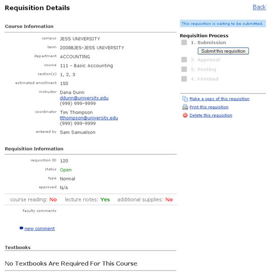 Figure 8: Submit Requisition